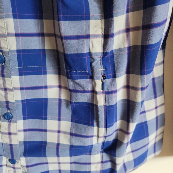 Duluth Trading Co Blue Plaid Button-Up Long Sleeve Shirt Stretchy Lightweight Xl - Picture 5 of 11